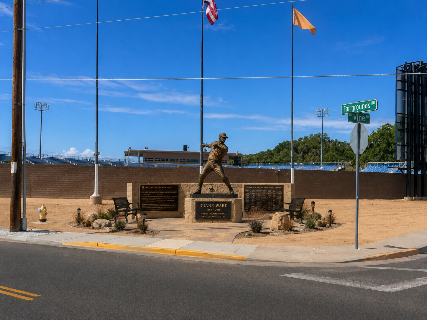 Concept rendering of the Duane Ward Memorial at the corner of Fairgrounds Road and Vine Road beside the baseball complex
